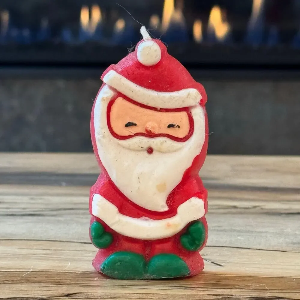 Vintage 1950s Santa Claus Candles Lot of 3, Retro Mid Century Christmas Figural